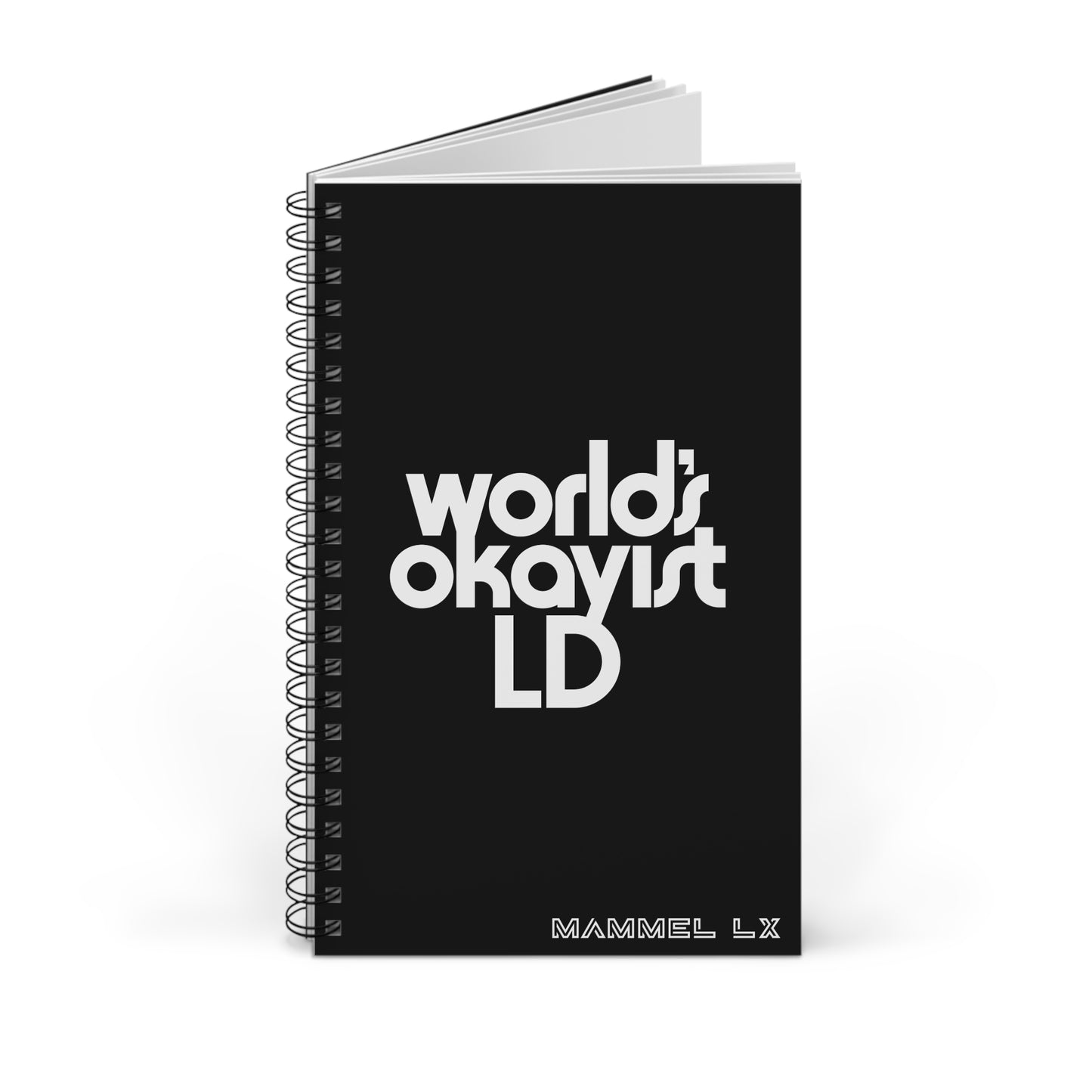 World's Okayist LD Spiral Journal — Minimal Black Notebook for Everyday Thoughts
