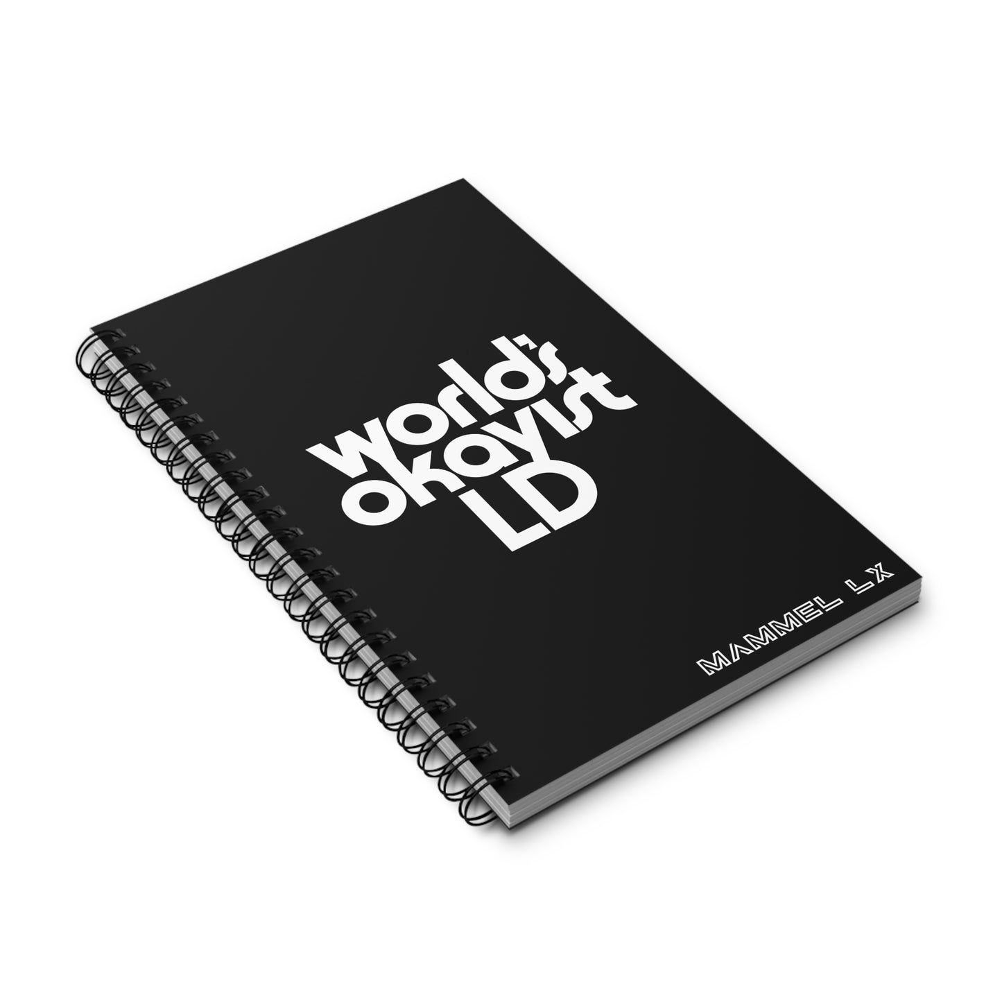 World's Okayist LD Spiral Journal — Minimal Black Notebook for Everyday Thoughts