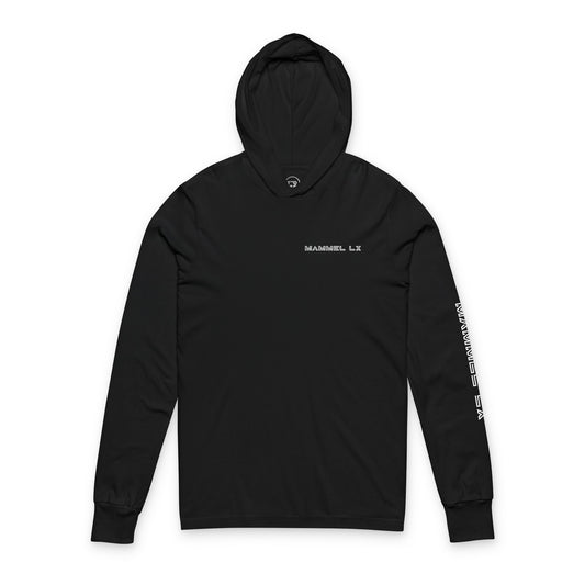 Hooded Long Sleeve Tee — 'world's okayist LD' Minimal Logo Streetwear